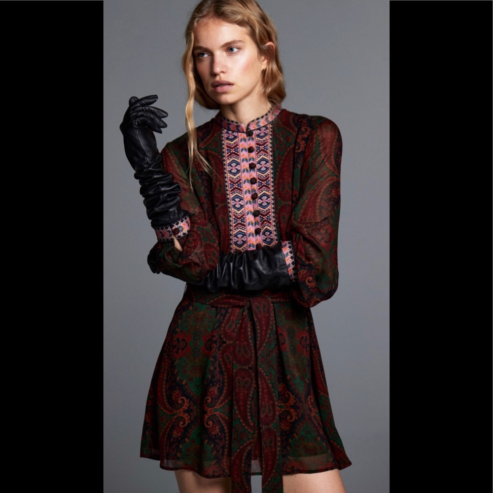 NWT ZARA JACQUARD RIBBON DRESS